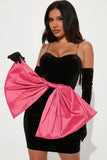 Emily Velvet Dress Set - Black/Pink