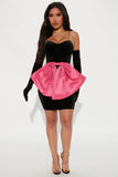 Emily Velvet Dress Set - Black/Pink