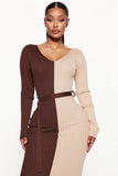 Midi Sweater Dress - Chocolate / Combo