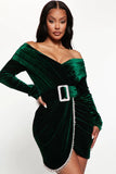 Joy Velvet Short Dress - Emerald