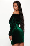 Joy Velvet Short Dress - Emerald