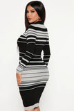 Just In Time Striped Midi Dress - Grey/combo