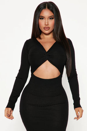 Cut It Midi Dress - Black