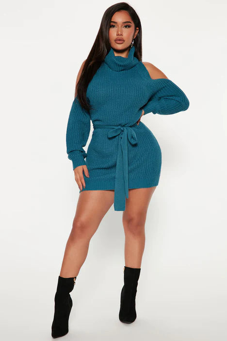 Giving Cold Shoulder Sweater Dress