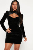 Short velvet dress - black