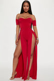 High slit jumpsuit - red