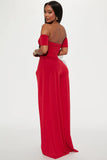 High slit jumpsuit - red