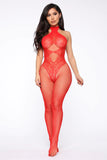 Red mesh jumpsuit