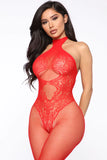 Red mesh jumpsuit