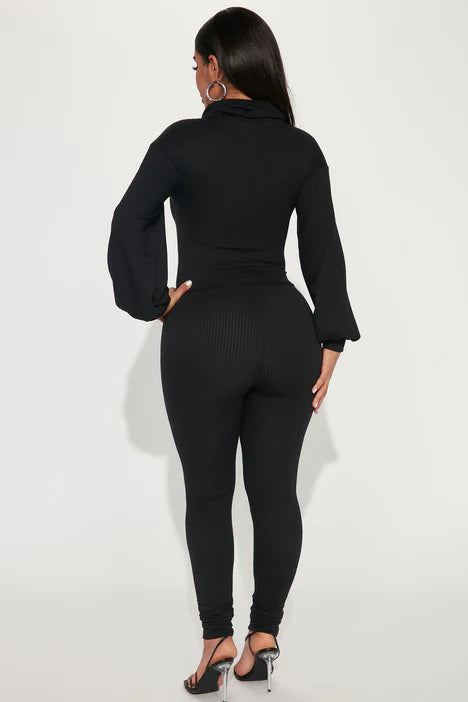 Two piece leggings set - black