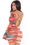 Colorful ruffled mini dress