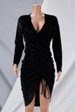 Black velvet midi dress