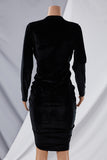 Black velvet midi dress