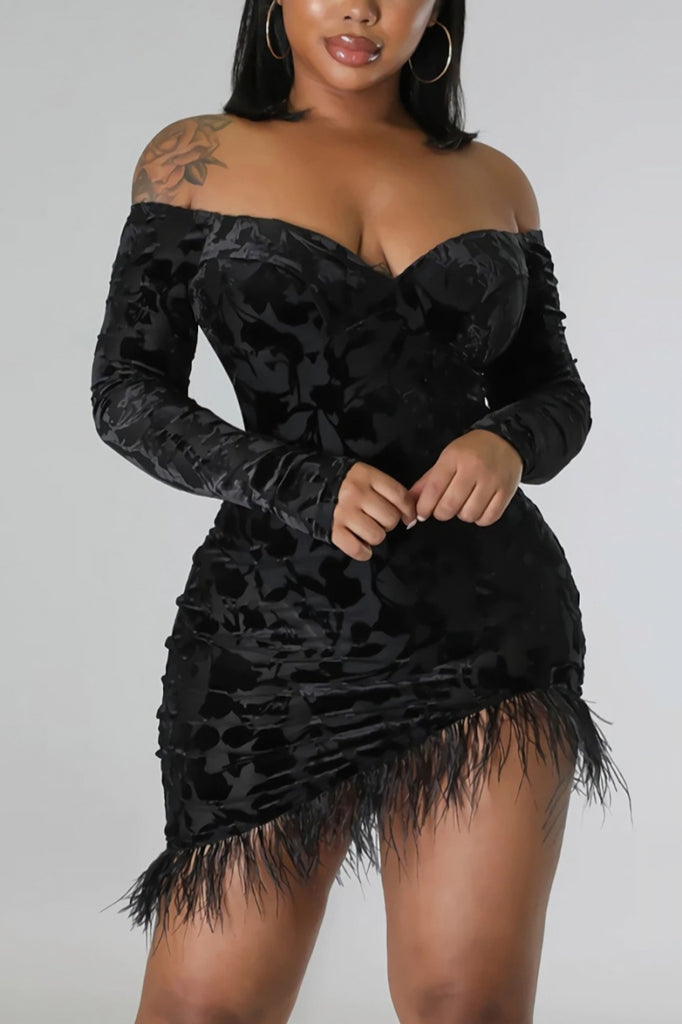 Sexy black velvet dress