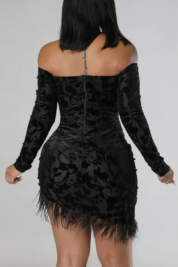 Sexy black velvet dress