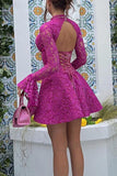 Sexy open back lace mini dress