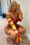 Colorful ruffled mini dress