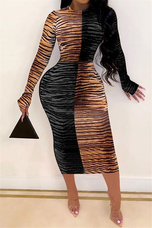 Double print midi dress