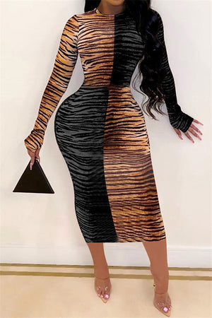 Double print midi dress