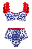 Three-piece padded swimsuit and chiffon skirt (skirt only one size)