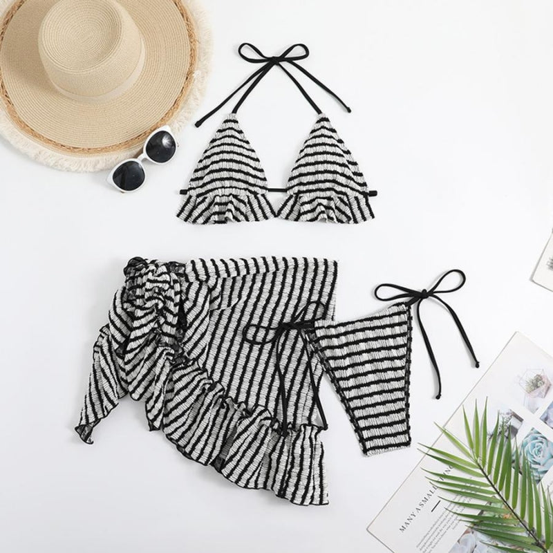 Lace three-piece swimsuit