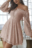 Off-the-shoulder lace mini dress