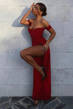 High slit jumpsuit - red