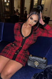 Power Hour Plaid Mini Dress - Red/Black