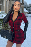 Power Hour Plaid Mini Dress - Red/Black