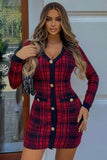 Power Hour Plaid Mini Dress - Red/Black