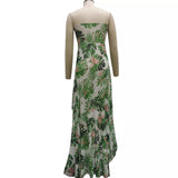 Long sheer dress decorated with flowers
