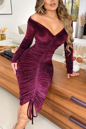 Rose red velvet dress
